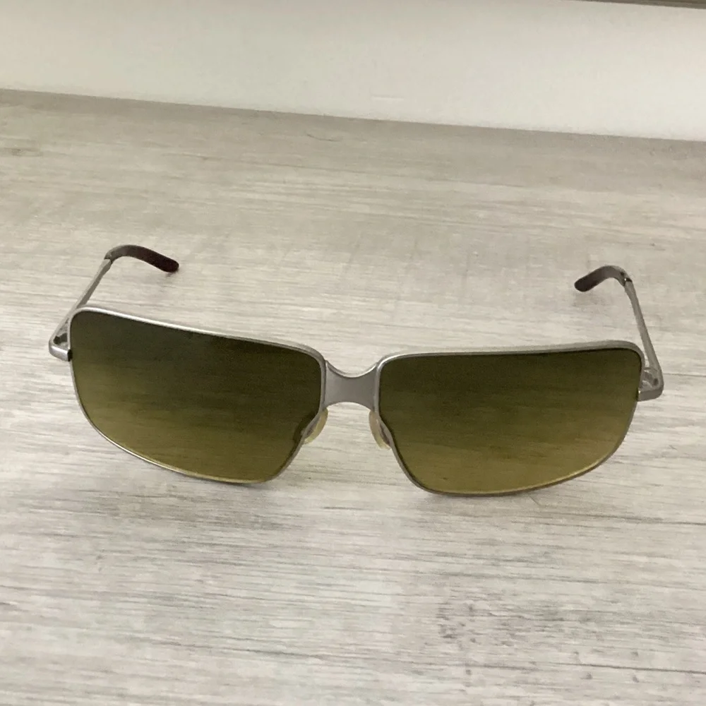 Y2K Prada Silver Rectangle Frame SPR 63B Logo Designer Sunglasses Frames Italy